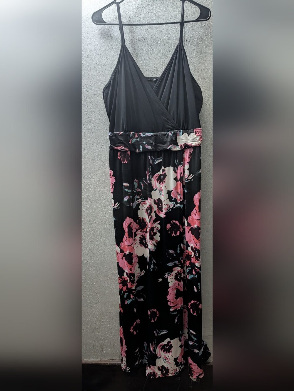 Amazon Black Maxi Dress with Pink Floral Skirt
